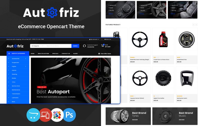 Autofriz - Auto Parts Store OpenCart Template