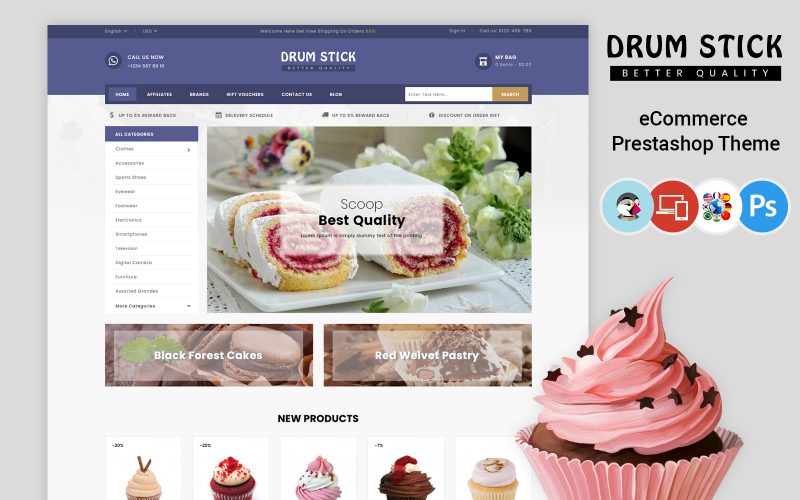 Drum Stick - Bakery Shop PrestaShop Theme