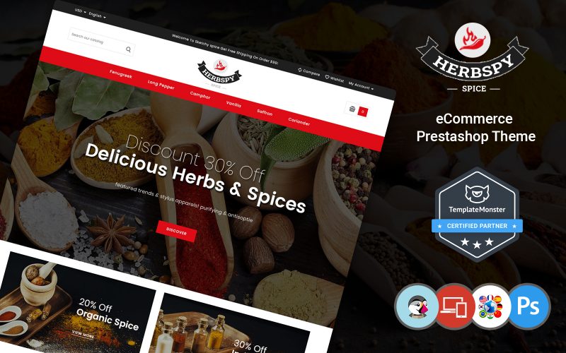 Herbspy - Spice and Food Store PrestaShop Theme