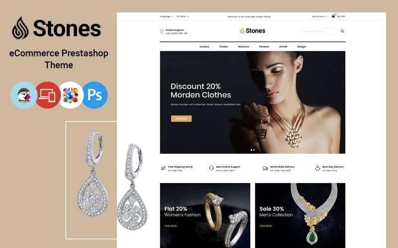 Stones - Jewelry Online Store PrestaShop Theme