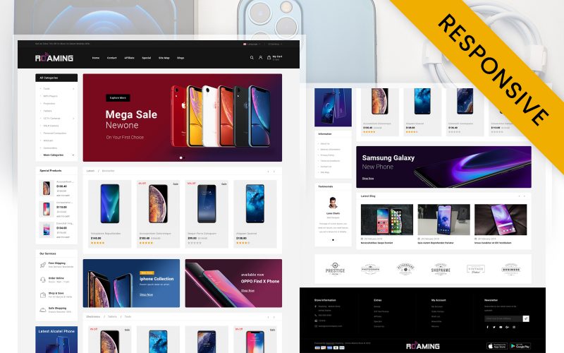 Roaming - Online Mobile Store OpenCart Template