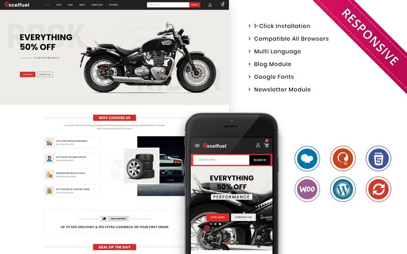Excelfuel - Automobile Store Responsive WooCommerce Theme