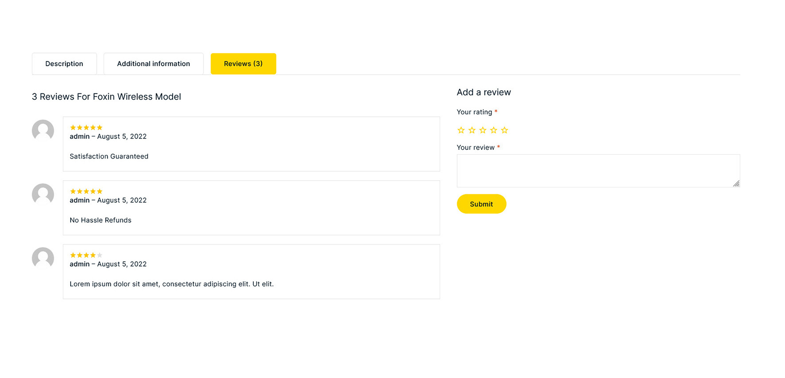 WooCommerce Product Review