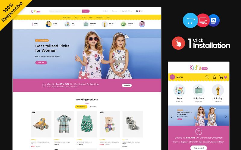 Kids Store - Kids Fashion & Toys Multipurpose Store OpenCart Template