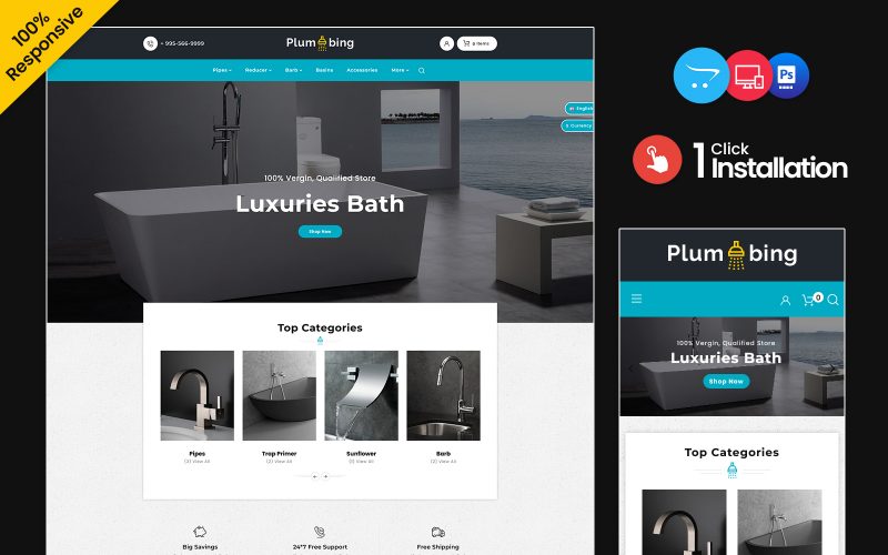 Plumbing - Plumbing and Bathroom parts OpenCart Theme