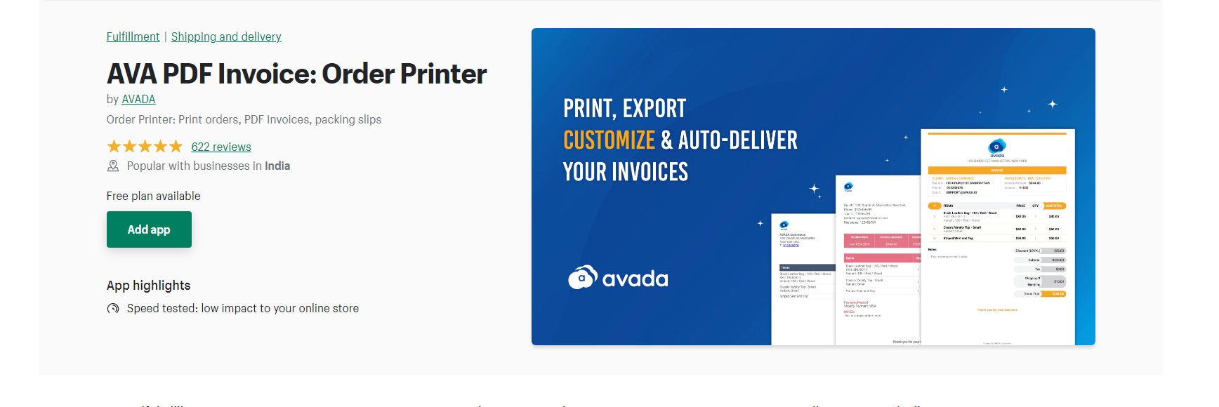 AVA PDF - shopify invoice app
