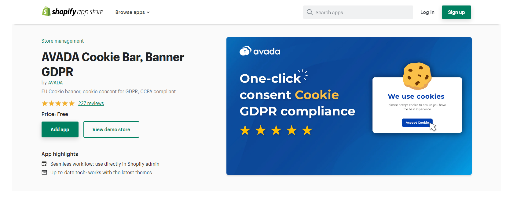 AVADA Cookie Bar - Shopify cookie apps