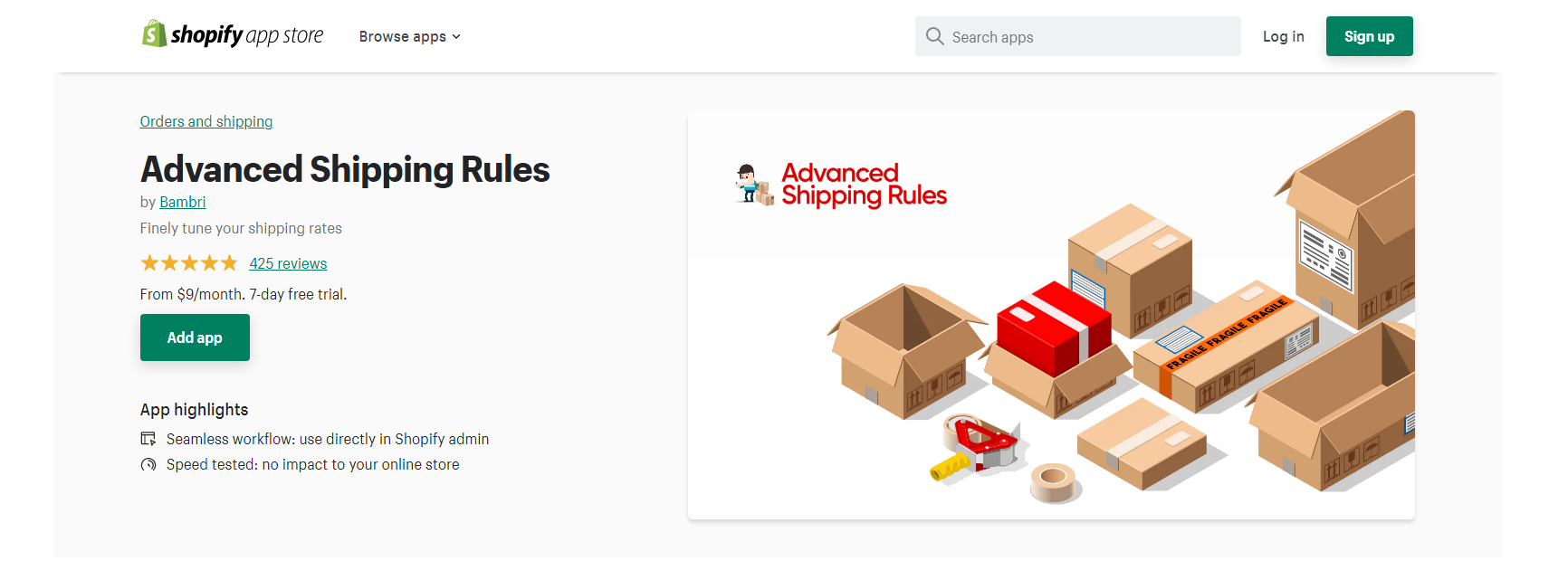 Advanced Shipping Rules - Shopify shipping apps