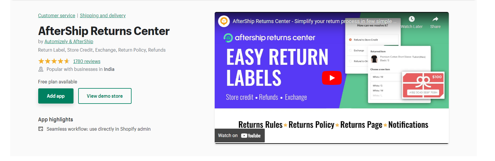 AfterShip Returns Center - Shopify Returns Apps