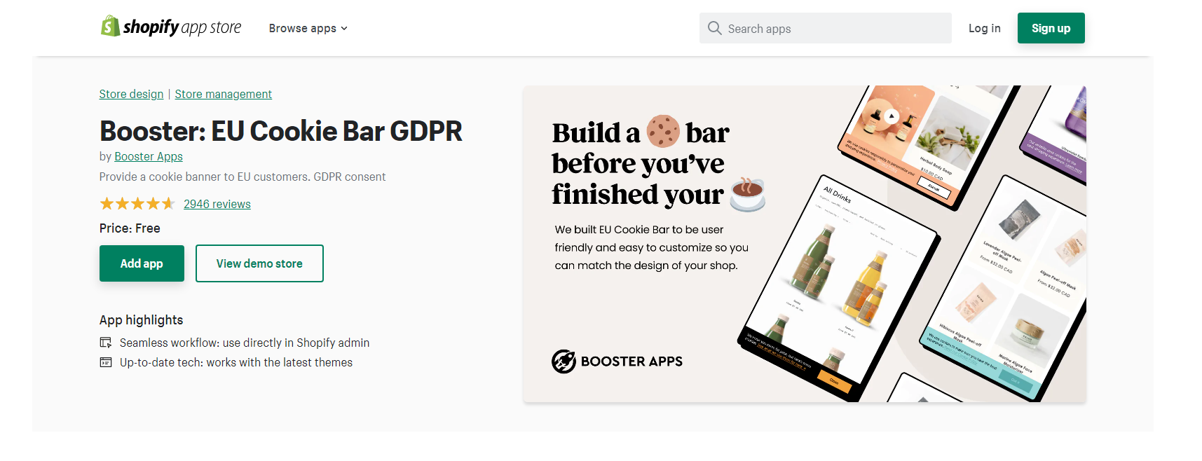 Booster EU Cookie Bar GDPR - Shopify cookie apps