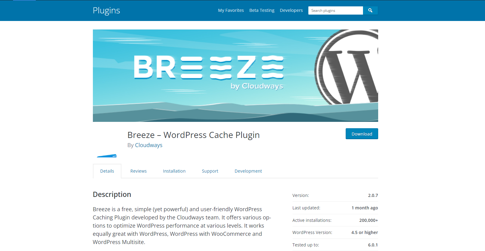 Breeze - WordPress cache plugins