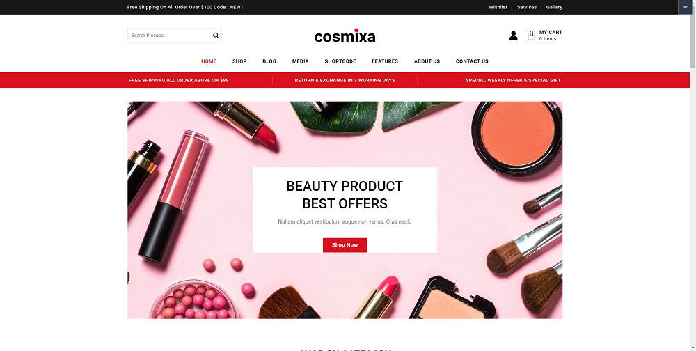 Cosmixa - Cosmetic and Fashion WooCommerce Theme