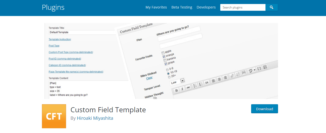 CFT - WordPress custom fields plugin