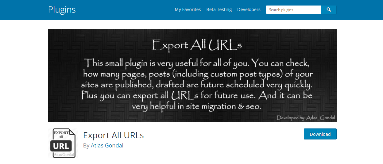 Export All URLs - WordPress import export plugins