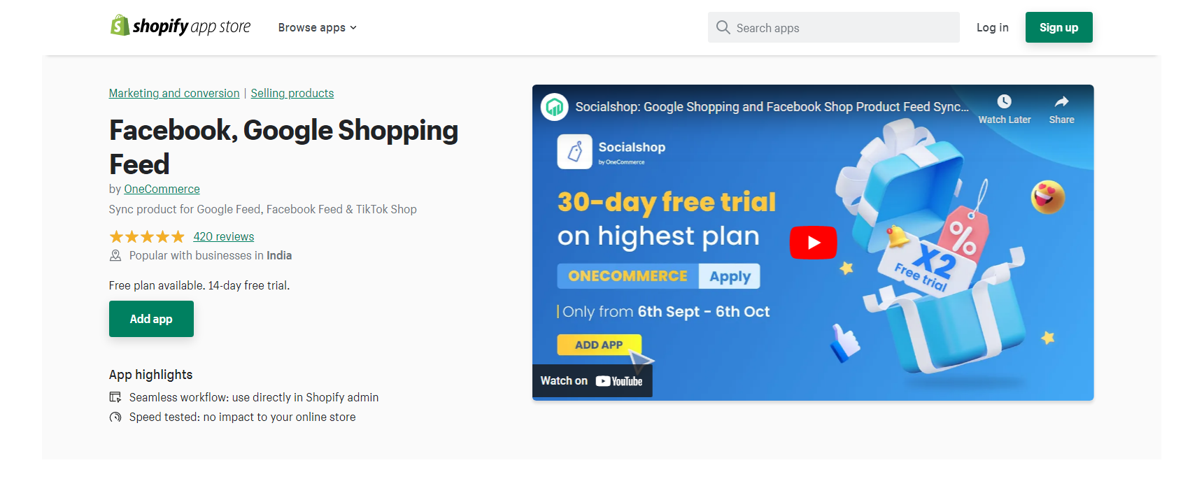 Facebook, Google Shopping - Facebook Shopify app
