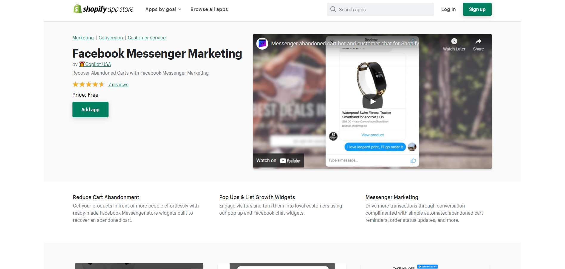 Free Shopify App - Facebook Messenger Marketing