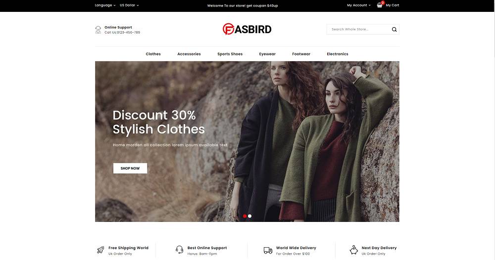 Fasbird Fashion Designer Store PrestaShop Theme