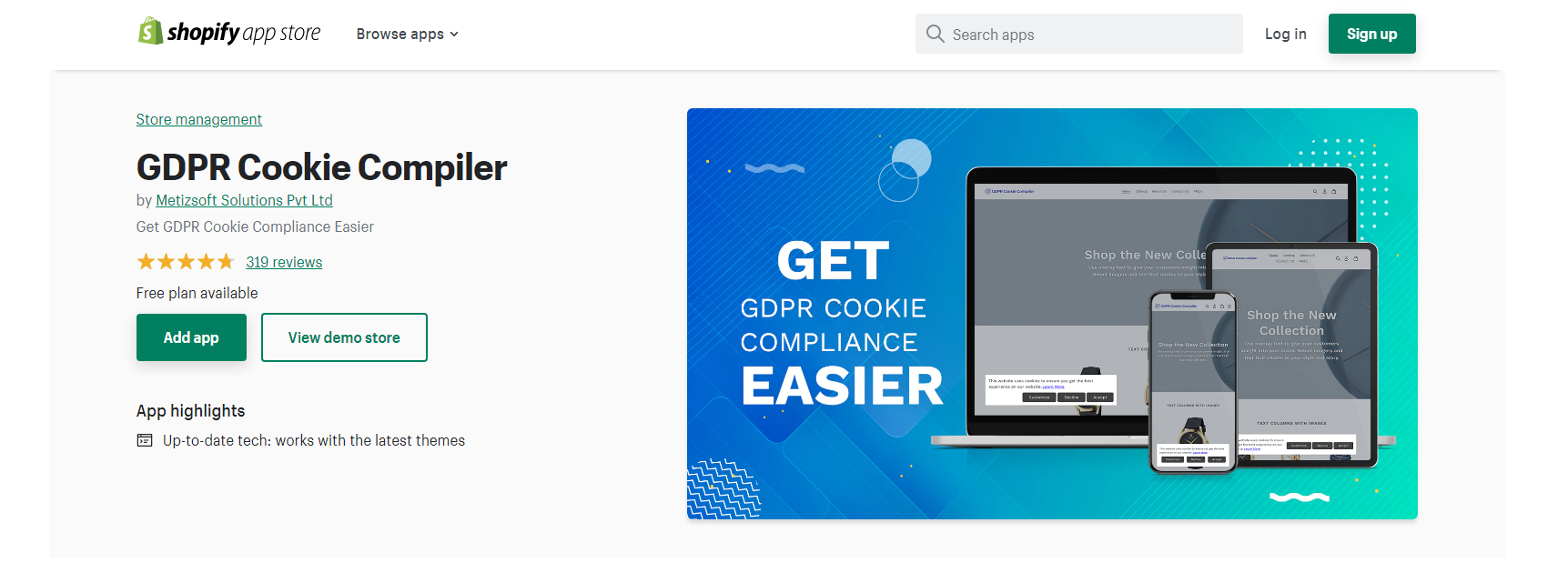 GDPR cookie Compiler - Shopify cookie apps