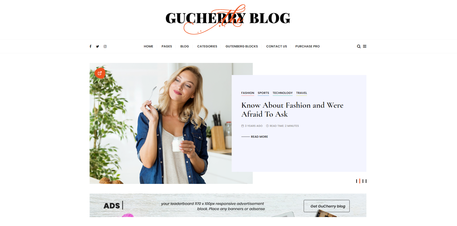 Gucherry Blog - free WordPress blog themes