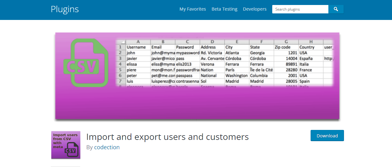 Import user from CSV with meta -  WordPress import export plugins