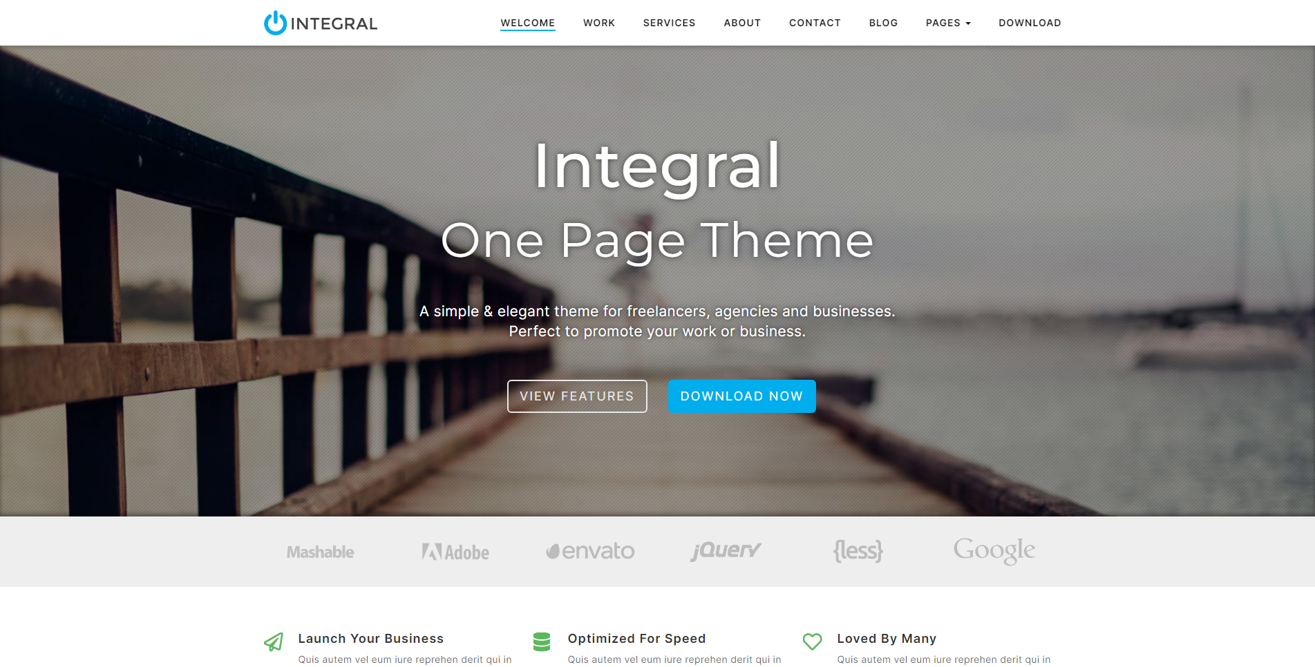 Integral - free landing page WordPress themes