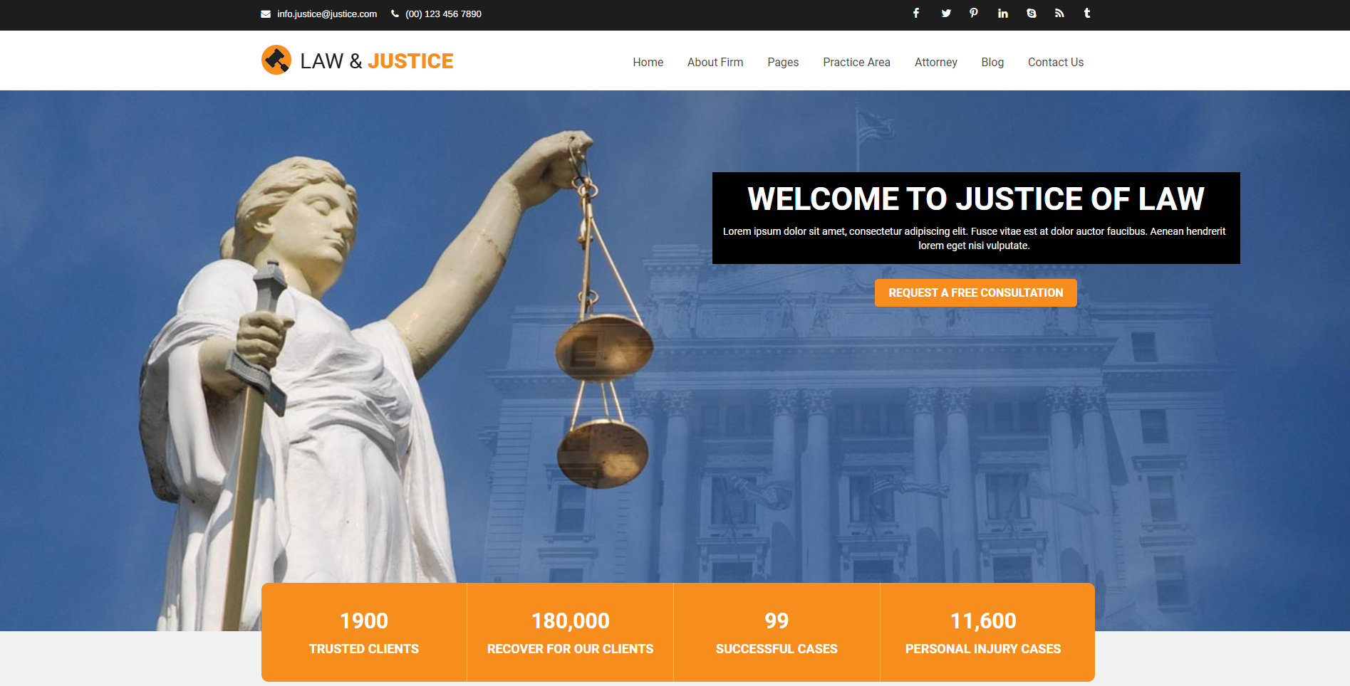 Justice - best free lawyer wordpress themes