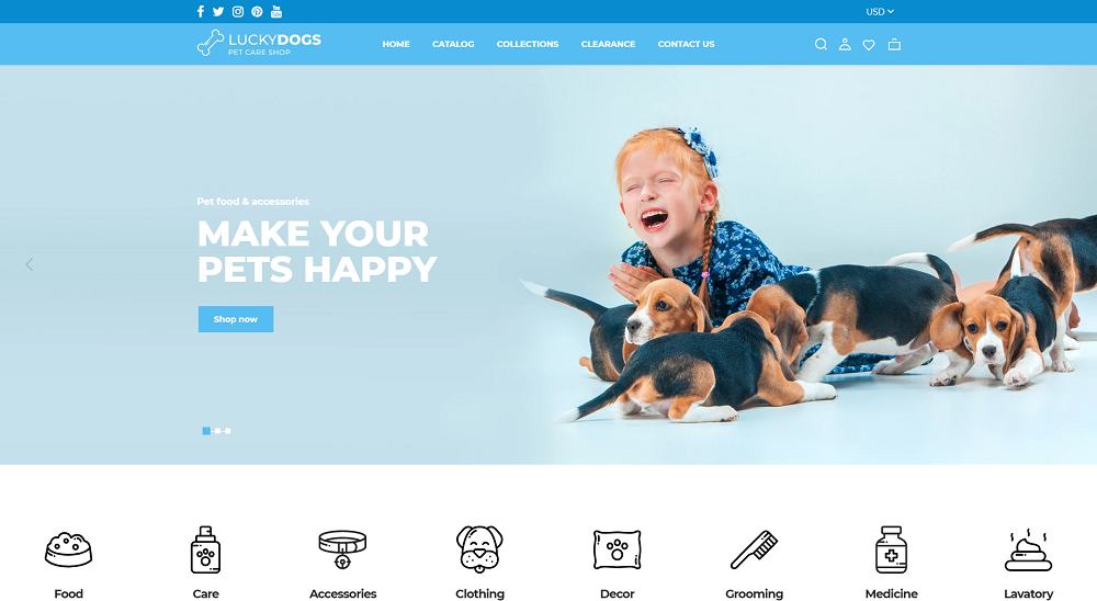 LuckyDogs Pet Care Shop Shopify Theme