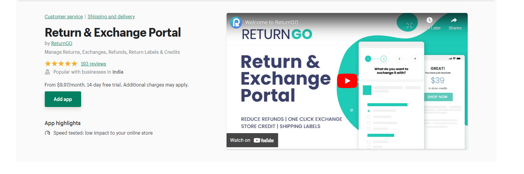 ReturnGo - Shopify Returns Apps