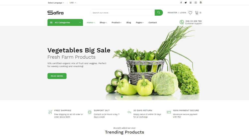 Safira Organic Food Shopify Theme