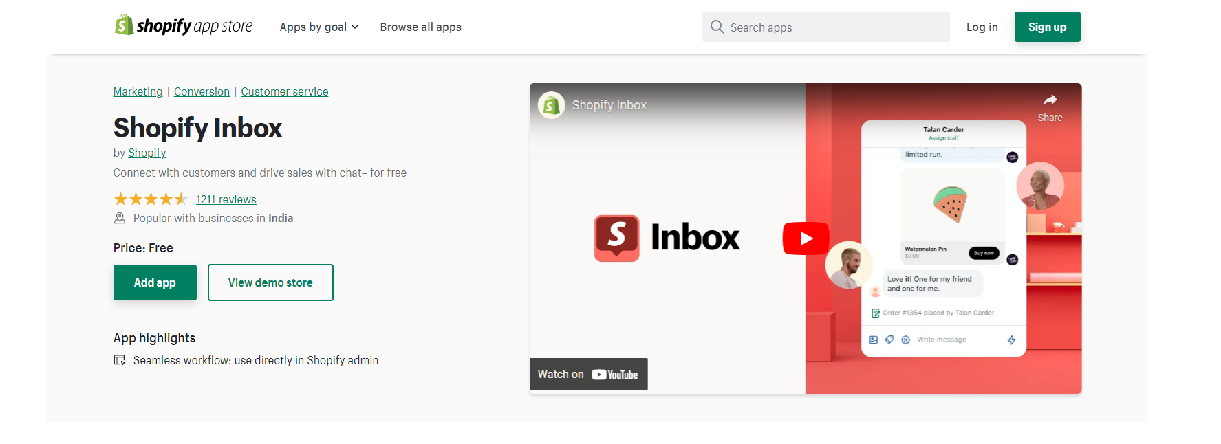 Shopify Inbox - Shopify Live Chat app