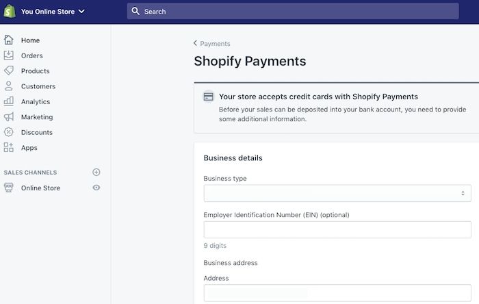 Shopify Payment Setup