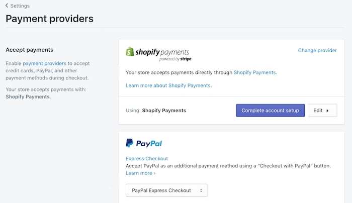Shopify Payments Provider