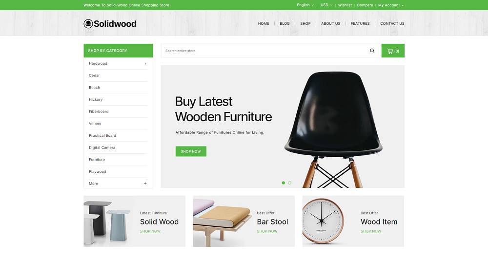 Solid Wood - Online Furniture Store PrestaShop Theme
