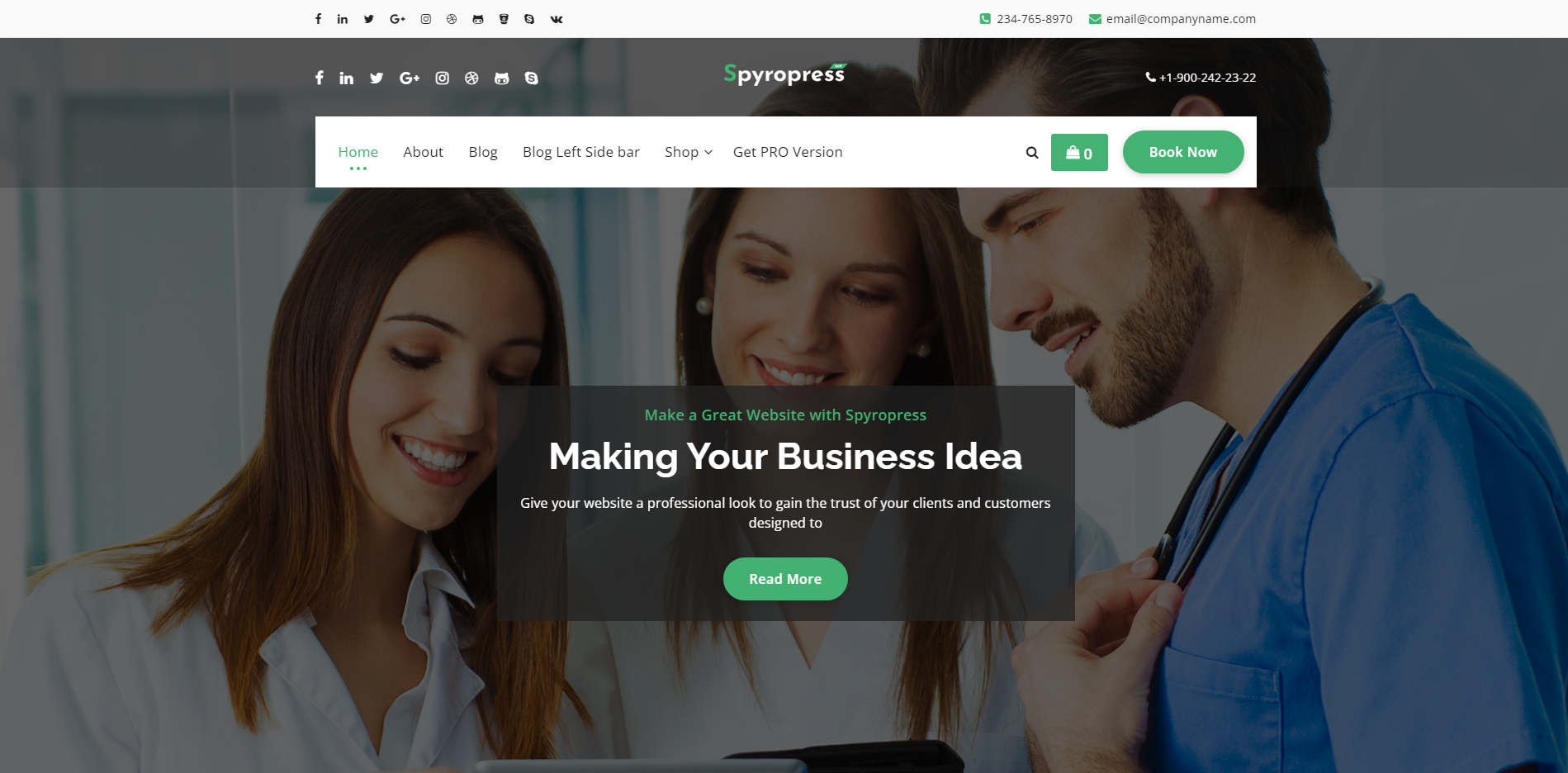 Spyropress - free landing page WordPress themes