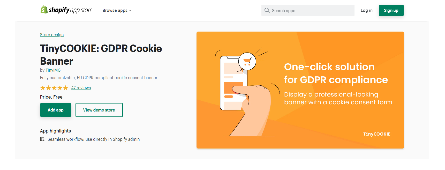 TinyCookie Banner - Shopify cookie apps