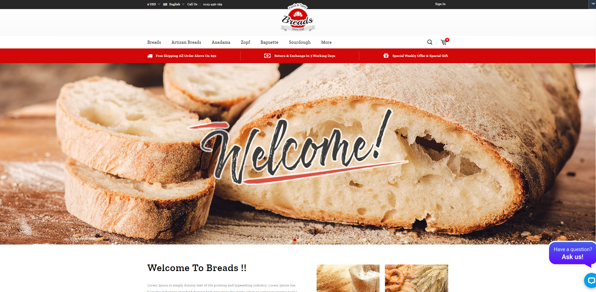 Breads - Food Restaurant Prestashop Themes