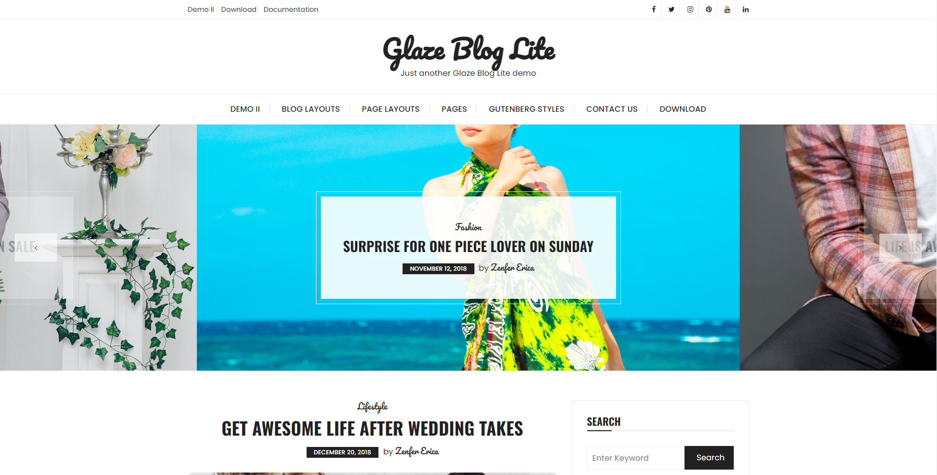Glaze Blog Lite - Fashion WordPress Theme